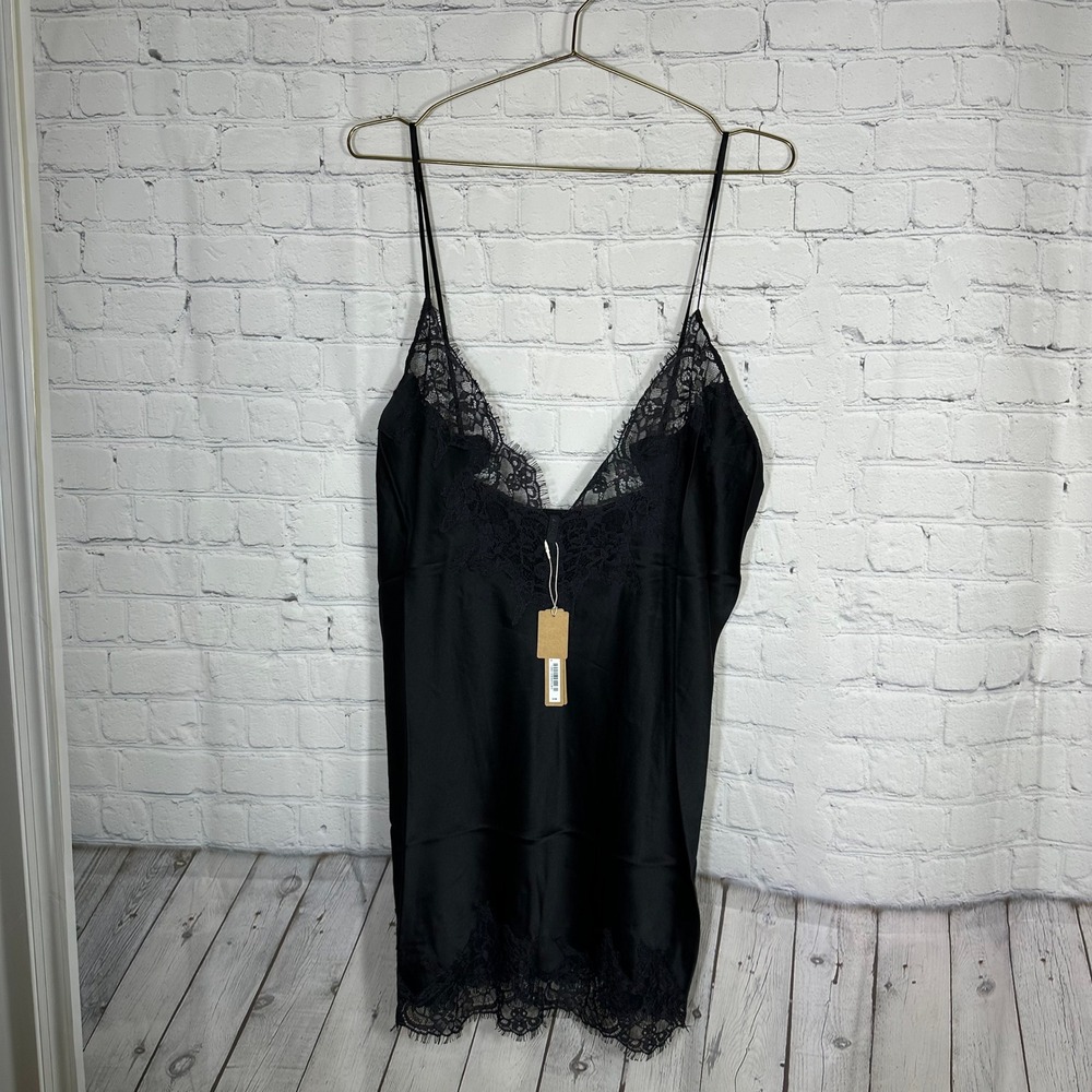 NEW SKIMS Silk Lace Mini Slip Dress Onyx Black LG-SLI-11176W XL NWT